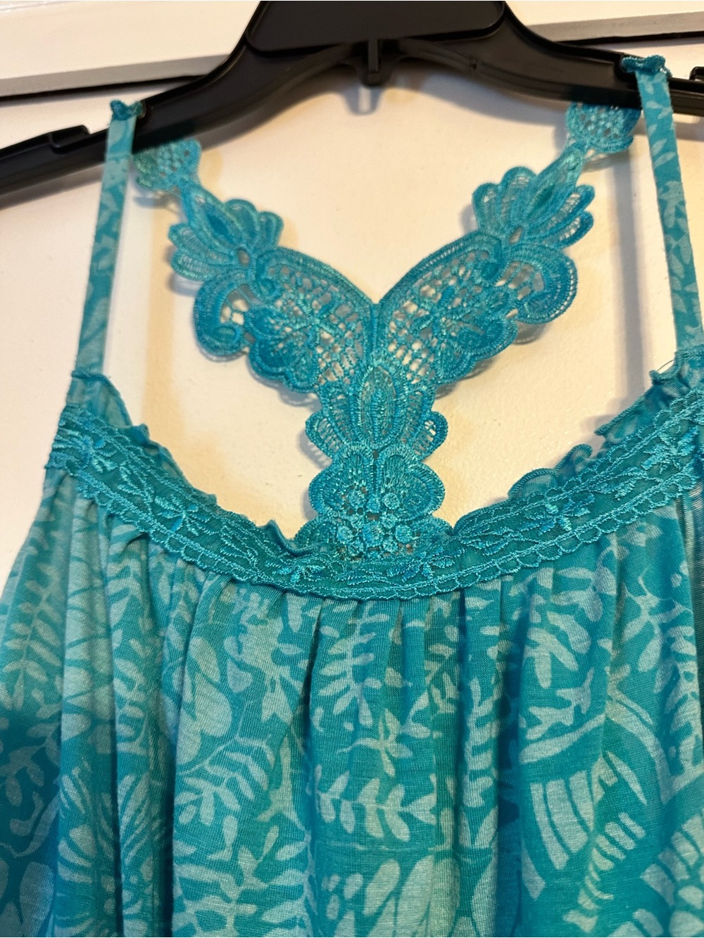 Y2K grass collection Teal Floral Lace-Back Sundress - Picture 2 of 8